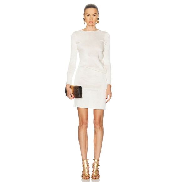 Tom Ford Dresses & Skirts - TOM FORD Cut Out Gold Chain Short Dress in White Size Medium NWOT